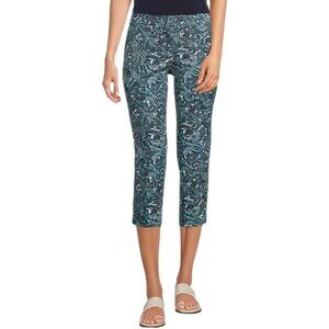 Michael Kors Plus Size Paisley Capri Pants 14W Midnight Blue Stretch
